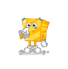 gold cry with a tissue. cartoon mascot vector