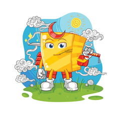 gold samurai cartoon. cartoon mascot vector