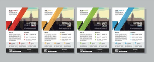 Business abstract vector template. Brochure design, cover modern layout, annual report, poster, flyer in A4 with colorful triangles, geometric shapes for tech, science, market with light background