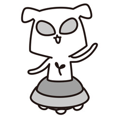 色加工ok　いぬ素材No.150 宇宙犬 UFO