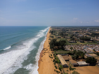 Aerial view of coast near Benin and Togo border - obrazy, fototapety, plakaty
