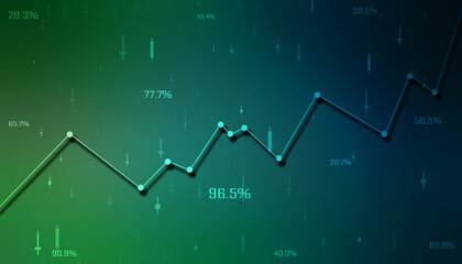 Business Growth graph on technology background, Futuristic raise arrow chart digital transformation abstract technology background. Big data and business growth currency stock and investment economy