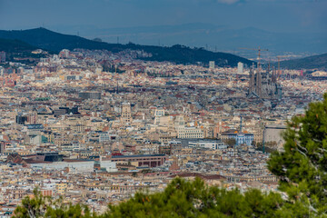 Fototapeta na wymiar panorama of the city of barcelona with sagrada familia