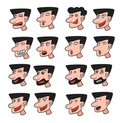 male face character set vector illustration