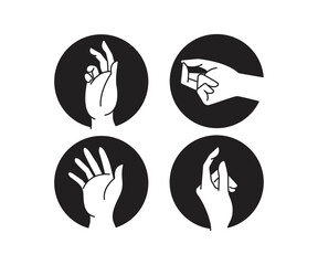 hand gestures in circle set line illustration