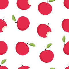 Ripe and bitten apple seamless pattern