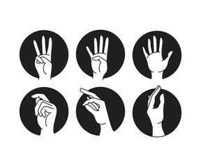 hand gestures in circle set line illustration