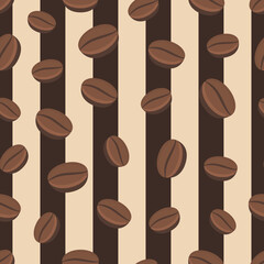 Striped seamless pattern with coffee beans
