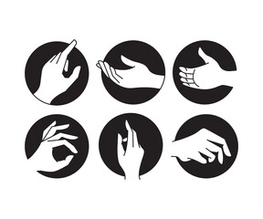 hand gestures in circle set line illustration