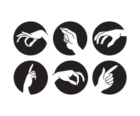 hand gestures in circle set line illustration
