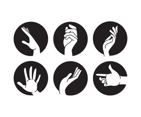 hand gestures in circle set line illustration