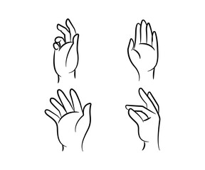 sketch and hand drawn hand gestures set line illustration