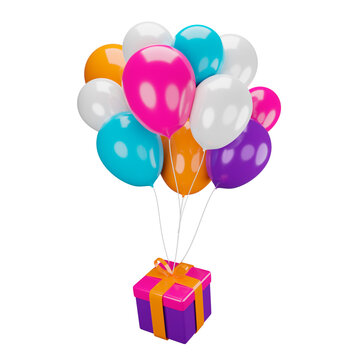3d Illustration Balloon with gift box