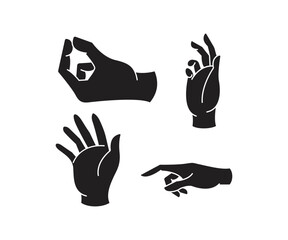 Fototapeta premium hand gestures set silhouette illustration illustration