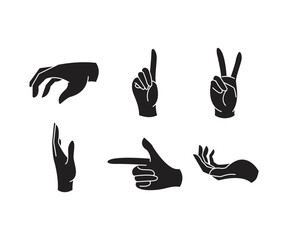 Obraz premium hand gestures set silhouette illustration illustration