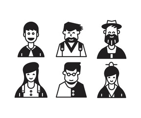 people characters and avatars set illustration