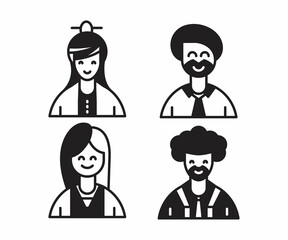 people characters and avatars set illustration