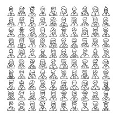 big set of people character avatars illustration