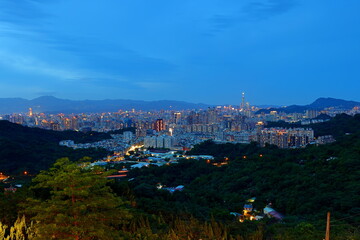  The modern city of Taipei, buildings cityscapes at night view the capital of Taiwan.