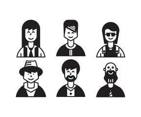 people characters and avatars set illustration