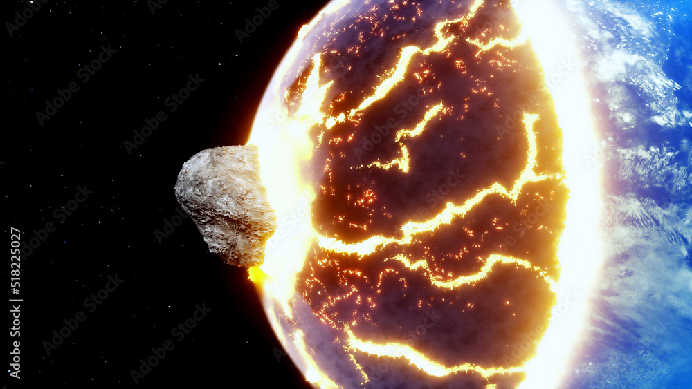 Canvas Prints asteroid collides with the earth. armageddon. apocalypse concept. 3d rendering.