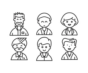 people characters and avatars set line illustration