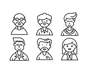 Obraz premium different style of people character icons line illustration