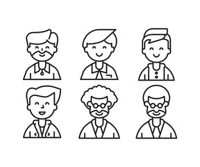 different style of people character icons line illustration
