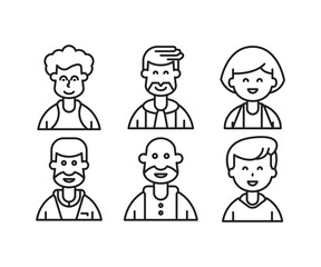 different style of people character icons line illustration