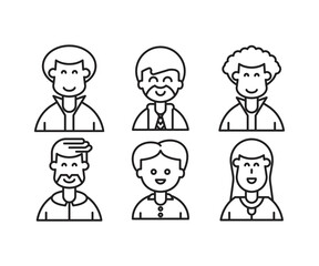 different style of people character icons line illustration