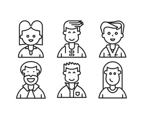 different style of people character icons line illustration