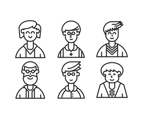 different style of people character icons line illustration
