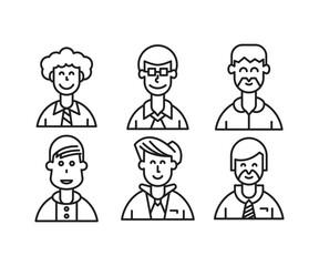 different style of people character icons line illustration