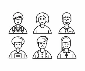 Fototapeta na wymiar different style of people character icons line illustration