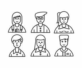 Fototapeta premium different people avatars and character icons illustration line style