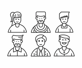Fototapeta premium different people avatars and character icons illustration line style