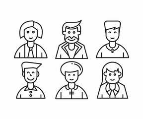 different people avatars and character icons illustration line style