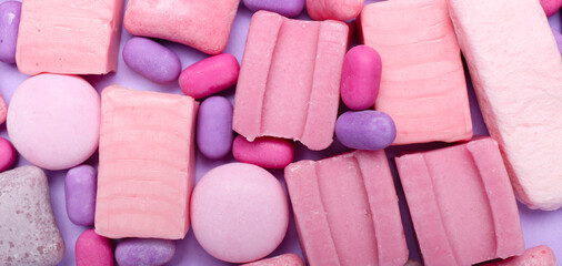 Different chewing gums as background