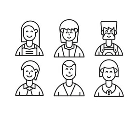 different people avatars and character icons illustration line style