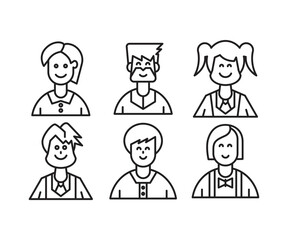 different people avatars and character icons illustration line style