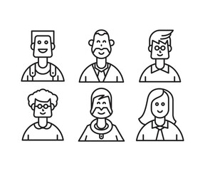 different people avatars and character icons illustration line style
