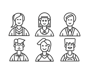 different people avatars and character icons illustration line style