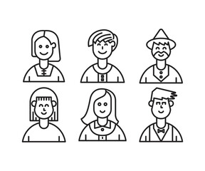 different people avatars and character icons illustration line style