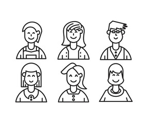 different people avatars and character icons illustration line style