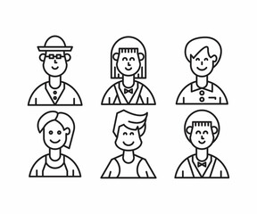 different people avatars and character icons illustration line style