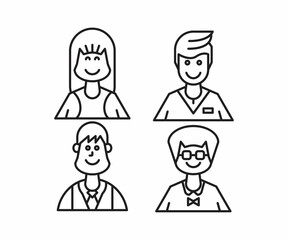 different style of people character icons line illustration