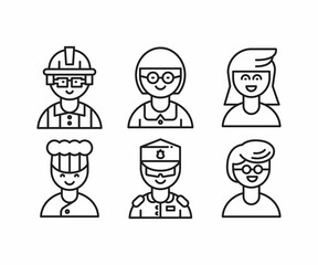 people characters and avatars set line illustration