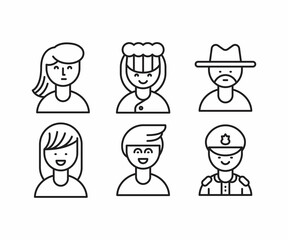 people characters and avatars set line illustration