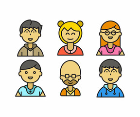 people characters and avatars set illustration