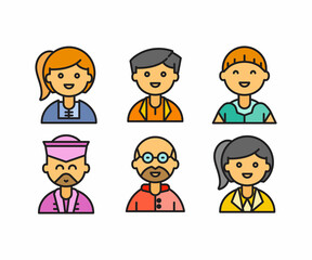 people characters and cartoon avatars set vector illustration
